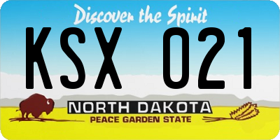 ND license plate KSX021