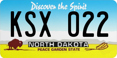 ND license plate KSX022