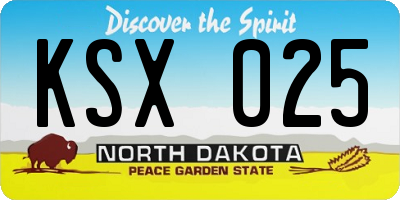 ND license plate KSX025