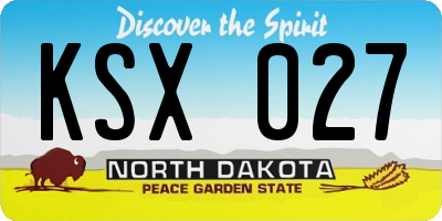ND license plate KSX027