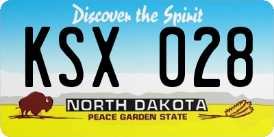 ND license plate KSX028