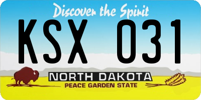 ND license plate KSX031