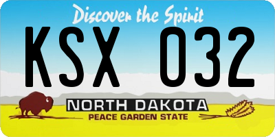 ND license plate KSX032