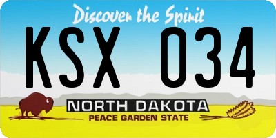 ND license plate KSX034