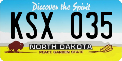 ND license plate KSX035