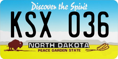 ND license plate KSX036