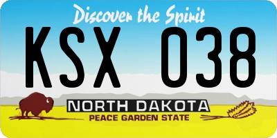 ND license plate KSX038