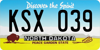 ND license plate KSX039