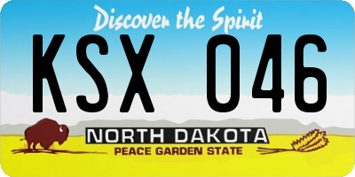 ND license plate KSX046