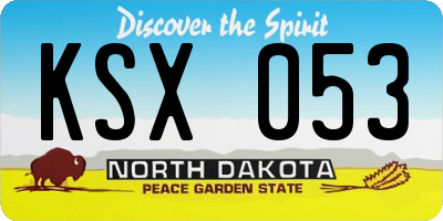 ND license plate KSX053