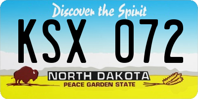 ND license plate KSX072