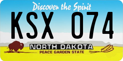ND license plate KSX074