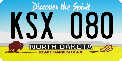 ND license plate KSX080