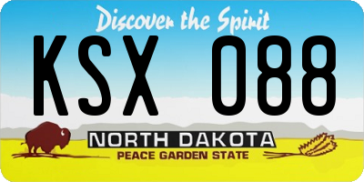 ND license plate KSX088