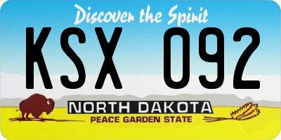 ND license plate KSX092
