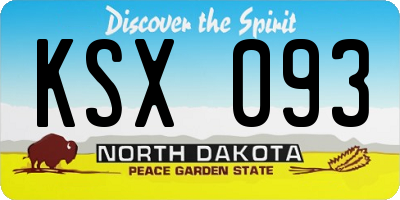 ND license plate KSX093