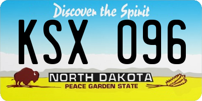 ND license plate KSX096