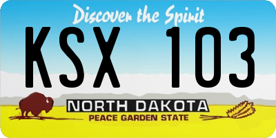 ND license plate KSX103