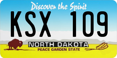 ND license plate KSX109