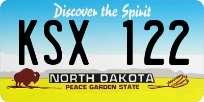 ND license plate KSX122