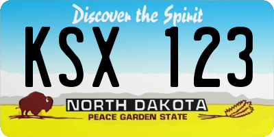 ND license plate KSX123