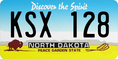 ND license plate KSX128