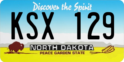 ND license plate KSX129