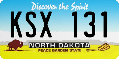 ND license plate KSX131