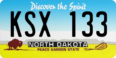 ND license plate KSX133