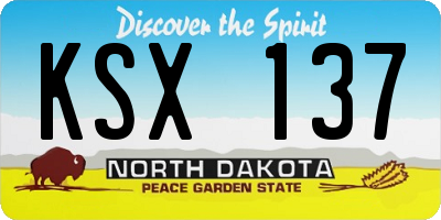 ND license plate KSX137