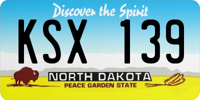 ND license plate KSX139