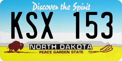 ND license plate KSX153