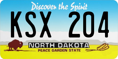 ND license plate KSX204