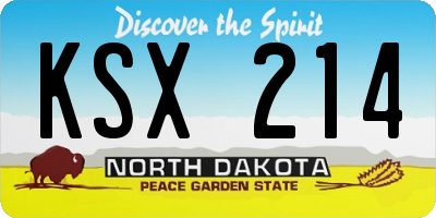 ND license plate KSX214