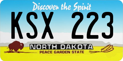 ND license plate KSX223