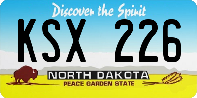 ND license plate KSX226