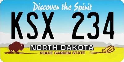 ND license plate KSX234