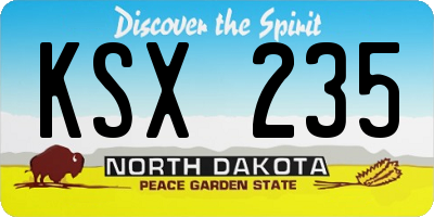 ND license plate KSX235