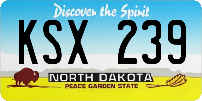 ND license plate KSX239