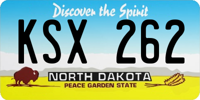 ND license plate KSX262
