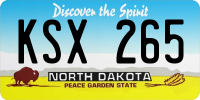 ND license plate KSX265