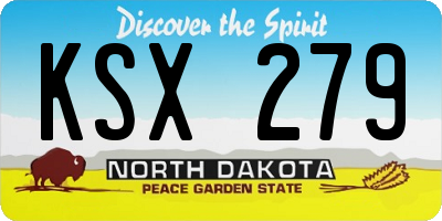 ND license plate KSX279