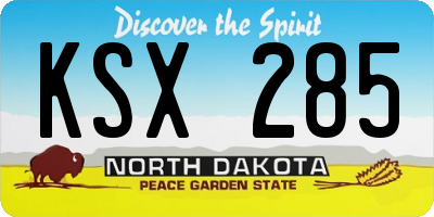ND license plate KSX285