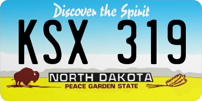 ND license plate KSX319