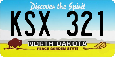 ND license plate KSX321