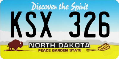 ND license plate KSX326