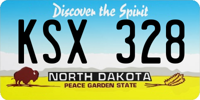 ND license plate KSX328