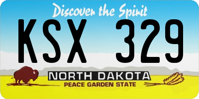 ND license plate KSX329
