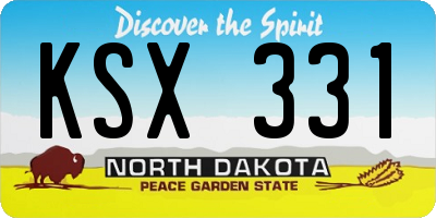 ND license plate KSX331