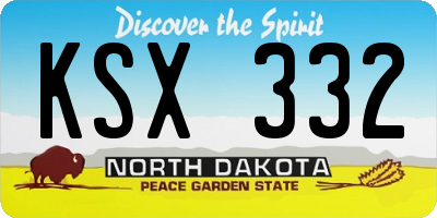 ND license plate KSX332